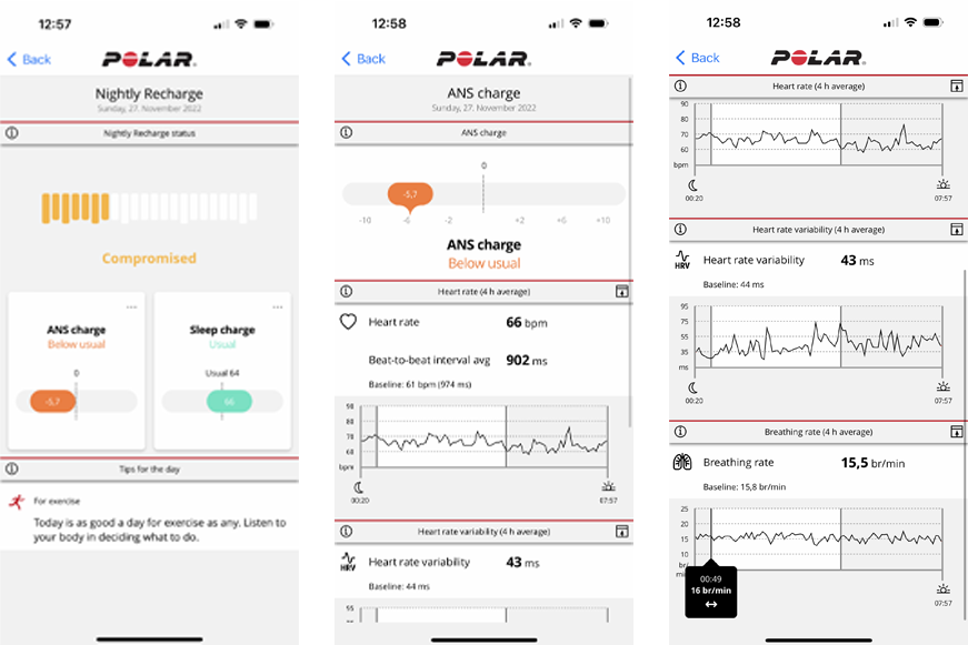 Man sieht eine eingegangene Nachricht auf der Polar Ignite 3. 
